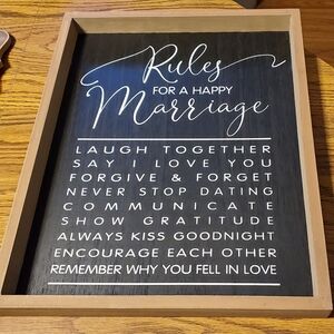 Rules for a Happy Marriage Sign